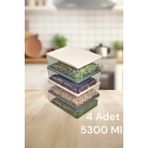 4'lü Set Renkli Derin 5300 ml Buzdolabı Düzenleyici Buzluk ve Mikrodalga Saklama Kabı 4X5300 - Beyaz Gri