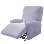 4'lü Set Su Geçirmez Streç Kanepe Örtüleri Yan Cepli, Yumuşak Spandex, Hafif Gri, 1 Koltuk, Sandalye Koruyucu, Mobilya Kapağı, Recliners için Elastik Terlik Kılıfları