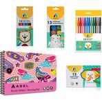 4’lü Set,Resim Defteri 25x35,Kuru Boya,Keçeli Kalem,Pastel Boya,Suluboya(Karma Renk Gönderilir)