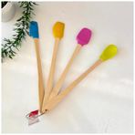 4'lü Silikon Metal Kancalı Set - Ahşap Saplı, Isıya Dayanıklı Spatula ve Mutfak Servis Seti