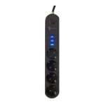 4lü Siyah Anahtarlı 3 USB Li Akım Korumalı Topraklı Çocuk Korumalı Grup Priz 2 Metre ( Lisinya )