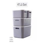 4'Lü Storage Set Dolap Içi Düzenleyici Kapaklı Saklama Kutusu 21,13,6 Lt Anaokulu Hobi Box