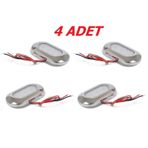 4'lü Tekne Merdiven Lambası. 12v. Krom Çerçeve. Mavi. Aydınlatma Mavi