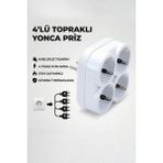 4'lü Topraklı Golyat Fiş Priz - 1 Adet