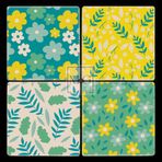 4'lü Uv Baskılı Doğal Taş Bardak Altı 10 cm x 10 cm Yeşil Sarı Çiçek Desenli