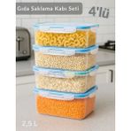 4'lü Vakumlu Saklama Kabı Seti Hava Almaz Bpa Free Kilitlenebilir gıda Erzak Kabı 2.5 L - 2,5 lt - Beyaz