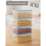 4'lü Vakumlu Saklama Kabı Seti Hava Almaz Bpa Free Kilitlenebilir gıda Erzak Kabı 3.25 l