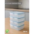 4'lü Vakumlu Saklama Kabı Seti Hava Almaz Bpa Free Kilitlenebilir gıda Erzak Kabı 800 ml