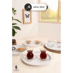 4'lü Vera Beyaz Metal Çay ve Kahve Sunum Tepsisi Seti - 25 cm Minimalist ve Şık Sunumlar