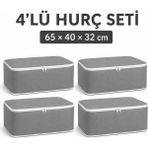 4'lü Yastık Saklama Hurcu Seti 65 × 40 × 32 cm - Gri
