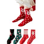 4'lü Yılbaşı Çorapları, Yılbaşı Desenli Renkli Çorap, Yılbaşı Çorabı, Yılbaşı Süsü Noel Süsleri (Standart, Noel, 36-41)