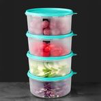 4'lü Yuvarlak Gıda Saklama Kabı Seti - Organizer Düzenleyici Erzak Kabı 4X1200ML Yeşil