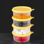 4'lü Yuvarlak Gıda Saklama Kabı Seti - Organizer Düzenleyici Erzak Kabı 4X250ML Sarı