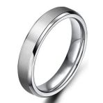 4mm Köşeli Mat Düz Model Unisex Erkek Kadın Çelik Alyans Yüzük cl40 (Beyaz)