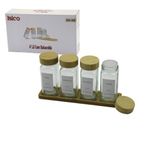 4PCS BAMBU KAPAKLI CAM TUZLUK - BİBERLİK - BAHARATLIK 120ML (5264)