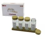 4Pcs Bambu Kapaklı Cam Tuzluk - Biberlik - Baharatlık 120Ml (Timya/Go1395) 199383