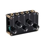 4'ü 1 çıkışlı Pasif Mikser Modülü Mini Stereo 4 Kanallı Pasif Mikser Ses Mikseri 4 Ses Girişinden 1 Çıkışa Kayıt Stüdyosu Konsol için Ultra Kompakt Düşük Gürültü Sahne Küçük Kulüp veya Bar