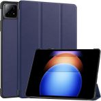 4u Sky Xiaomi Pad 6s Pro 12.4 Deri Üç Katlı Stand Otomatik Uyandırma Uyku Akıllı Tablet Kılıfı (Yurt Dışından) - Mavi
