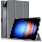 4u Sky Xiaomi Pad 6s Pro 12.4 Üç Katlı Stand Pu Deri Kalem Yuvası Tablet Kılıfı (Yurt Dışından) - Gri