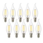 4W E14 Kıvrık LED Mum Ampul – 35W Eşdeğer, 3000K Günışığı, 400 Lümen, 220-240V, Şeffaf Cam Filament, 10’lu Paket