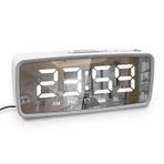 5.1'' Dijital Alarmlı Saatli Radyo, Aynalı Çalar Saat, 3 Seviyeli Dimmer, Uyku Zamanlayıcılı FM Radyo, Ayarlanabilir Ses Seviyesi, Karanlık Mod, Ertelemeli Alarm, Yatak Odası Başucu Masası için