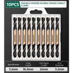 5.2mm 10 Adet Yeşil Burgu Bit Çift Başlı Çift Kenarlı Metal Paslanmaz Çelik Kobalt Ultra Sert Matkap Demir Delme 3.0-6.0mm Matkap Ucu (Yurt Dışından) - Renkli