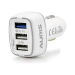 5.4A 3 Port USB Girişli Oto Çakmaklık Araç Şarjı Hızlı Şarj Cihazı 30W Beyaz
