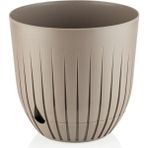 5 Adet 1 Litre Çizgi Saksı Seti 13cm Tabaklı Delikli Plastik Drenajlı Çiçek Saksısı Set - Kahve - 1,1 Litre (Set)