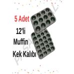 5 Adet 12’li Muffin Kek Kalıbı – Dayanıklı, Çok Amaçlı Fırın Kalıbı