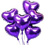 5 Adet 18 Inç 45 cm Kalp Folyo Balon Mor