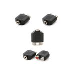 5 Adet 3.5mm Stereo AUX SİTERYO Dişi - 2 RCA Dişi Çevirici Jack Fiş SOKET KABLO HOPARLÖR JAKI