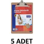 5 Adet Ahşap Sekreterlik (Sıkıştırmalı - Klipsli) Dosya A4 - Kahverengi