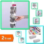 5 Adet Asılabilir Temiz Çorap Düzenleyici + 10 Gözlü Çekmece Düzenleyici - 2Li Set M7g4ga