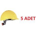 5 Adet Bbu Safety Sc 3000r - 3001 Hdpe Sarı Renk Vida Çark Ayarlı Plastik İçlikli İş Güvenliği Bareti