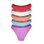 5 Adet Beli Yazili Pamuklu Kalin Lastik Kadin Slip Kulot