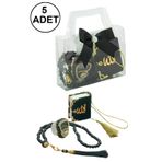 5 Adet Çantalı Mevlüt Hediyelik - Zikirmatik Tesbih Mini Kuranı Kerim Seti - Siyah