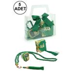 5 Adet Çantalı Mevlüt Hediyelik - Zikirmatik Tesbih Mini Kuranı Kerim Seti - Yeşil