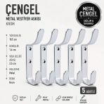 (5 Adet) Çengel Metal Portmanto Vestiyer Duvar Dolap Elbise Askısı Krom Mobilya Askılığı Aparatı
