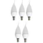 5 Adet Çok Kaliteli E14 Duy 5 Watt, 6400 Kelvin Beyaz Işık LED Ampul, Avize, Şamdan Ampulü Mum Ampul - 1 - 10 W - Soğuk Beyaz