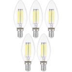 5 Adet Dekoratif Mum LED Avize Ampulü Rustik E14 6W 6500K Beyaz Işık