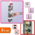 5 Adet Dolap İçi Temiz Asılabilir Çorap Filesi + 2 Adet Plastik Yapışkanlı Raf - 2Li Set P3x7w8