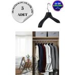 5 Adet Ev Tipi 38 cm Soft Siyah Plastik Ceket Askısı Buluz Askısı Elbise Askısı Kıyafet Askısı