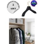 5 Adet Ev Tipi 44 cm Gold Kanca Soft Siyah Plastik Ceket Askısı Buluz Askısı Elbise Askısı