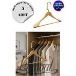 5 Adet Ev Tipi Masif Ahşap 44 cm Gold Kanca Ceket Askısı Takım Elbise Askısı Kıyafet Askısı