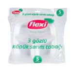 5 Adet Flexi Servis Tabağı Köpük 3 Gözlü 5 Li