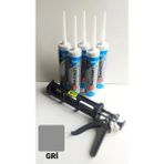 5 Adet Gri Silikonize Mastik / Çekomastik (5X500 Gr.) + Silikon Tabancası