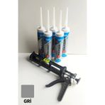 5 Adet Gri Silikonize Mastik Çekomastik + Silikon Tabancası Gri Gri