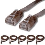 5 adet IRENIS CAT6 Kablo Yassı Ethernet Network Lan Ağ Kablosu 15 Metre Kahverengi