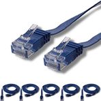 5 adet IRENIS CAT6 Kablo Yassı Ethernet Network Lan Ağ Kablosu 15 Metre Mavi