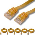 5 adet IRENIS CAT6 Kablo Yassı Ethernet Network Lan Ağ Kablosu 15 Metre Sarı